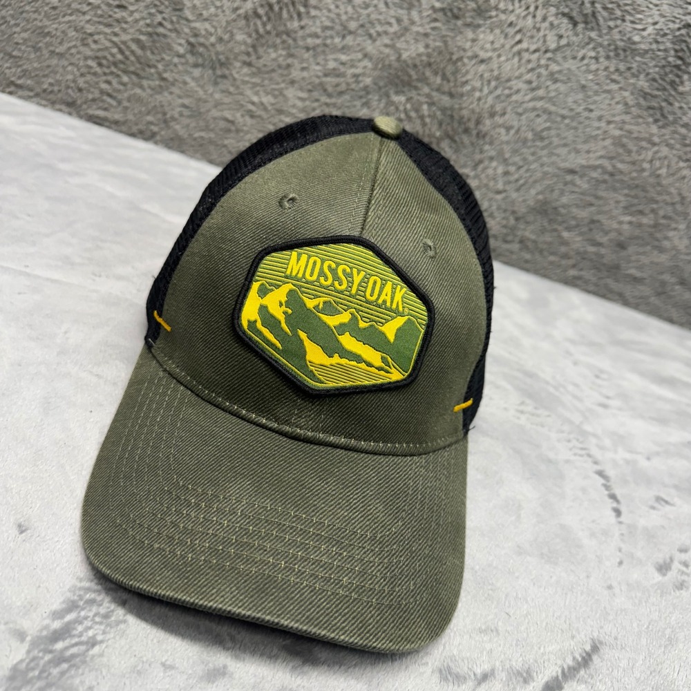 Mossy Oak Mens Olive Green Black Mesh Trucker Hat Snapback OSFM‎